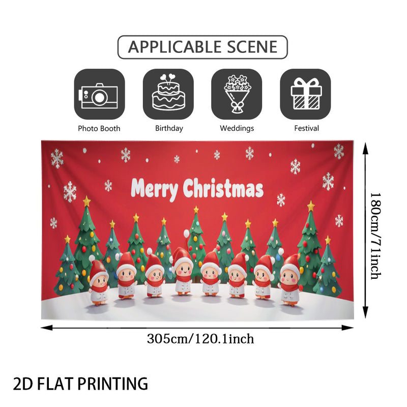 2D Banner de Puerta, 1 Pieza, Banner de Puerta de Elfo Feliz Navidad - Poliéster Duradero, Diseño de Copos de Nieve y Árboles, Ideal para Decoraciones de Vacaciones y Cumpleaños, Decoración de Jardín y Habitación al Aire Libre, Decoraciones de Navidad