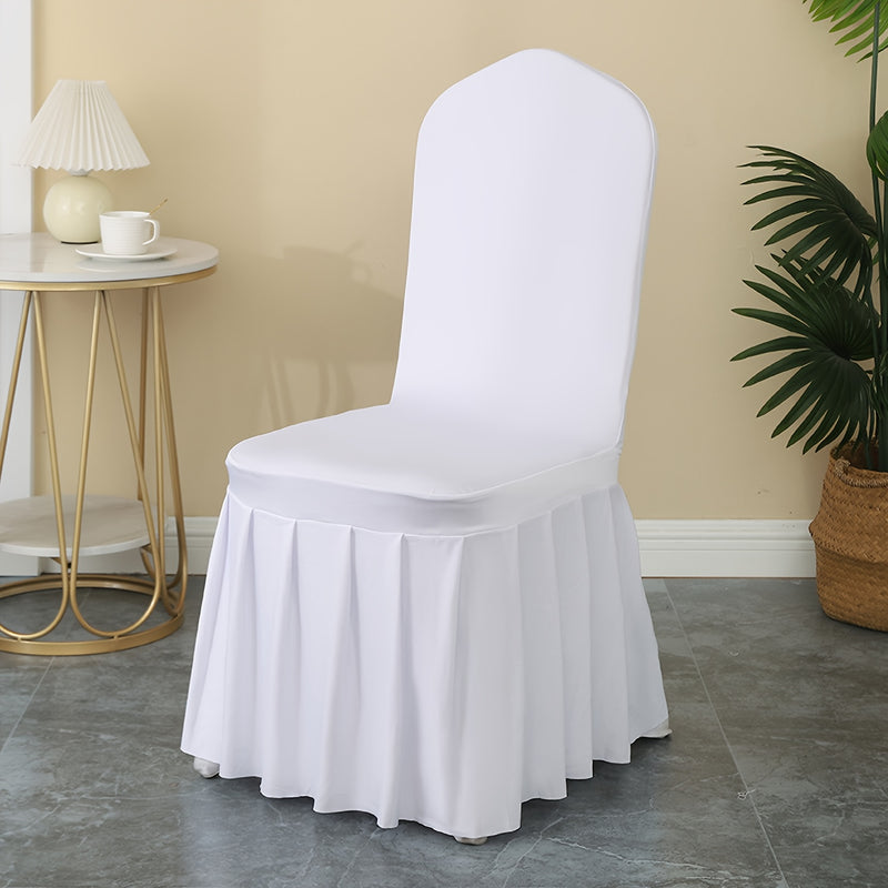 6/12pcs Funda para Silla con Falda, Cubierta Elástica Larga de Spandex para Silla de Comedor, Funda Protectora, Cubierta Elástica para Silla de Comedor de Boda, Desmontable y Lavable, Adecuada para Hoteles, Bodas, Banquetes y Decoración del Hogar