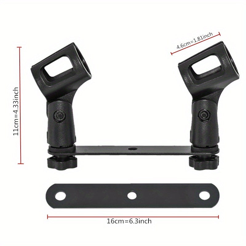 Soporte de micrófono dual o cuádruple con soporte ajustable T-Bar, soporte de micrófono de grabación dual o cuádruple con soporte ajustable T-Bar, material ABS, sostiene 1-4 micrófonos, diseño ahorrador de espacio para grabación en estudio o hogar, confi