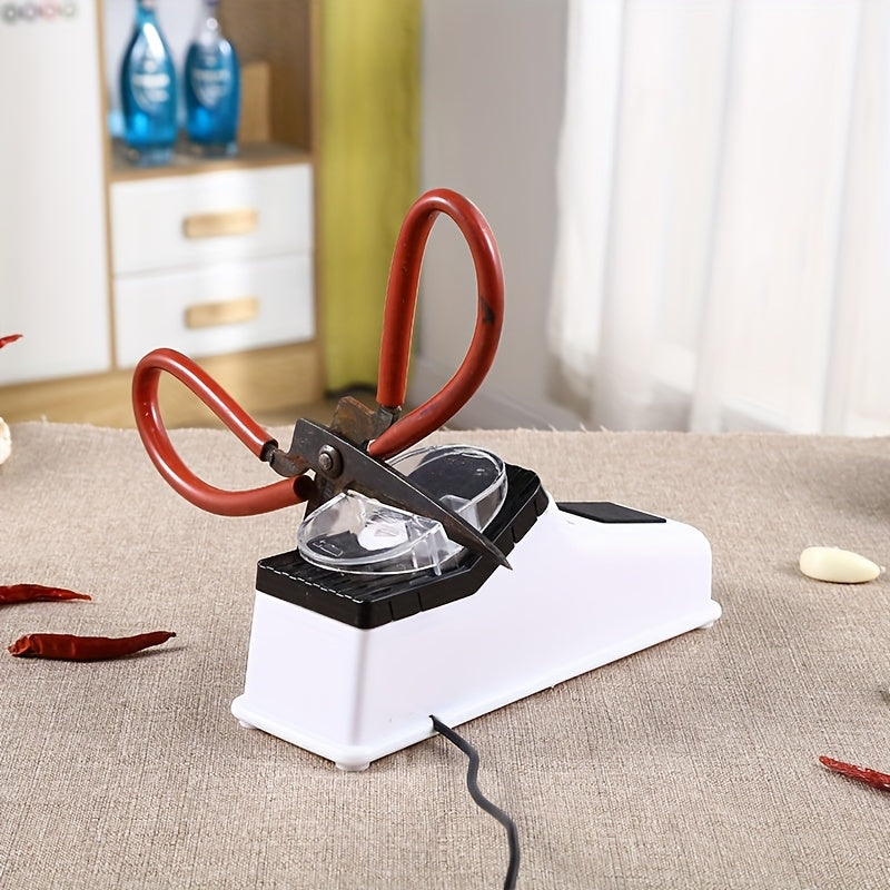 Afilador Eléctrico Compacto con Alimentación USB para Cocina Doméstica - Automático, Portátil para Cuchillos y Tijeras, Cuerpo de ABS Duradero, Seguro y Fácil de Usar con Indicador de Energía Visual