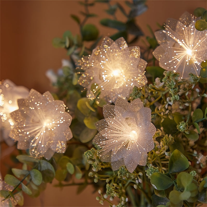 Luces de Flores con Fibra Óptica LED Parpadeantes para Boda y Navidad, Decoración Creativa Luminosa, Cuerdas Pequeñas Decorativas para Ambiente Festivo en Interiores