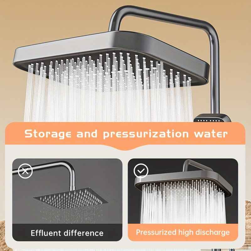 Musurjoy Sistema de Ducha de Baño 35.99 × 23.98 cm Ducha de Lluvia Negra con Cabezal Superior, Conector Universal G1/2, Instalación Fácil, Ducha de Verano, Regalo de Apertura de la Temporada de Vuelta al Colegio de Pascua