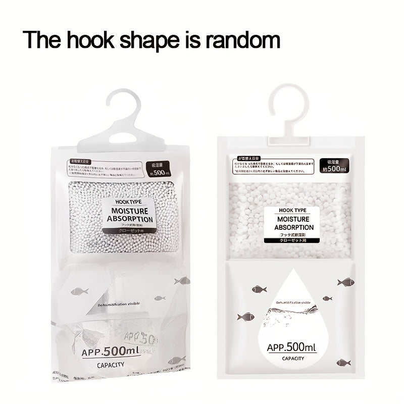 Bolsas deshumidificadoras de ropa y hogar de 500ml, absorción de humedad sin electricidad, paquete de 5, para armarios y hogares, absorbe la humedad, no requiere energía