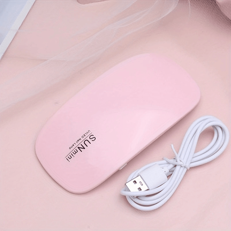 1 lámpara de uñas portátil mini con 6/LED de luz - Rosa y blanca, alimentada por USB, diseño plegable, adecuada para pulir y secar gel - Ideal para el cuidado de manos, pies y uñas