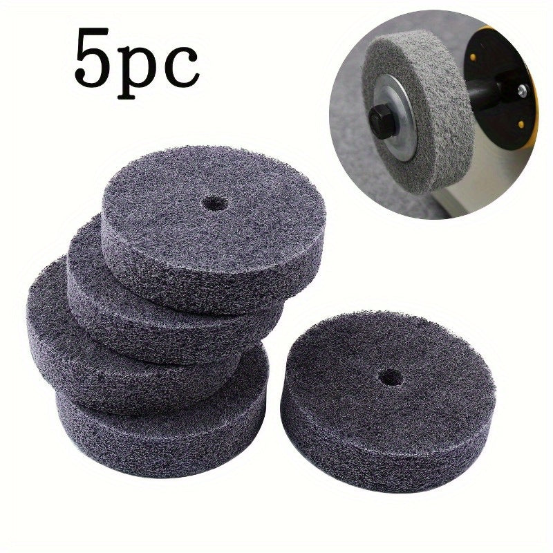 5 piezas de juego de ruedas de pulido de fibra, punta de montaje de cabeza redonda, compatible con lijadora de discos para pulidor de escritorio y lijadora, solo ruedas de pulido sin accesorios.