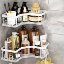 2pcs Estantes de Esquina de Hierro Fundido Lacado en Negro, Organizador de Baño Montado en la Pared con Ganchos, Cestas de Almacenamiento de Acero Inoxidable para Accesorios de Baño, Organizadores y Almacenamiento de Baño