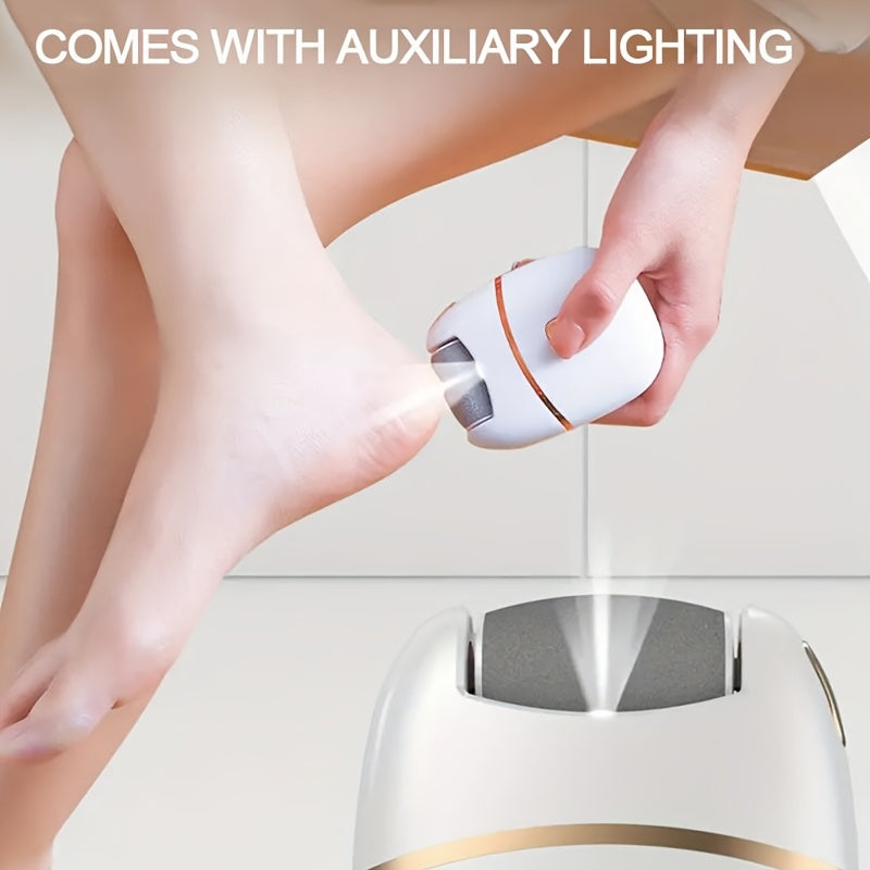 Exfoliador eléctrico recargable para pies con 3 cabezales intercambiables, exfoliación de piel gruesa, carga USB, portátil y fácil de usar para cuidado de piel agrietada y seca, cortador de callos para pies suaves