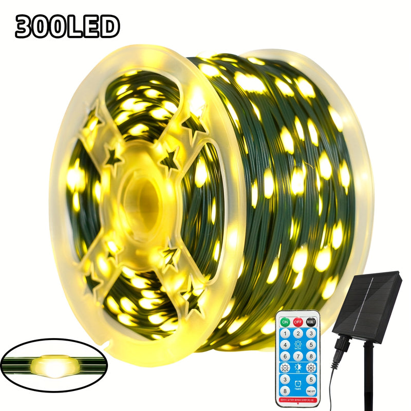 1 Paquete, 400/300 Leds, Luces Navideñas Solares, 8 Modos De Encendido, Tiempo/Dim, IPX4, Tema De Película, Adecuado Para Patio, Jardín, Fiesta, Boda, Compromiso, Decoraciones Navideñas Con Control Remoto