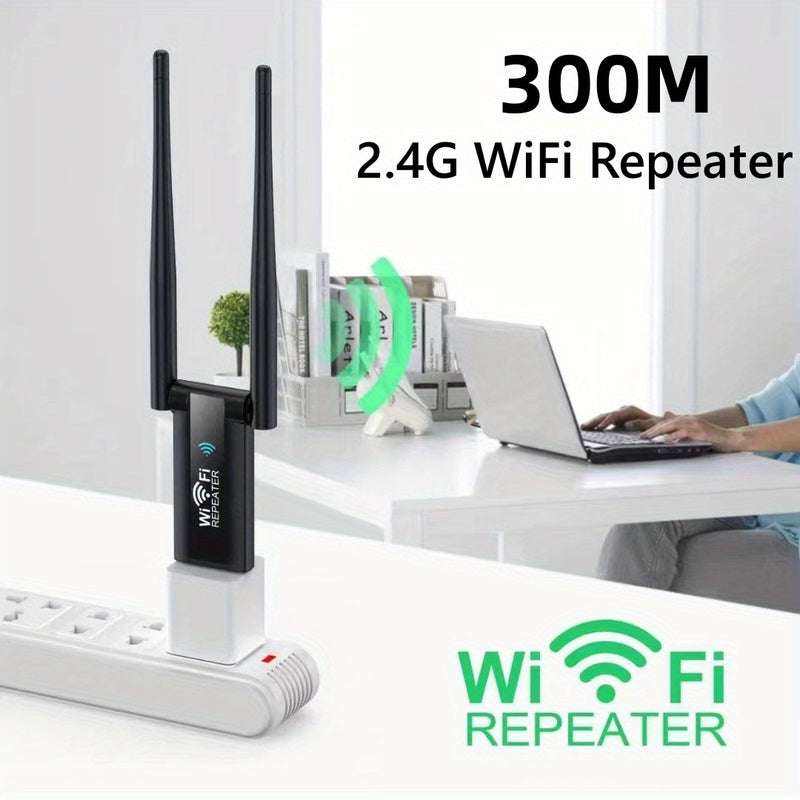 Extensor de WiFi USB Ourlife de Doble Banda 300Mbps 2.4GHz con Antenas Dobles para Cobertura Total del Hogar, Amplificador de Señal de Larga Distancia