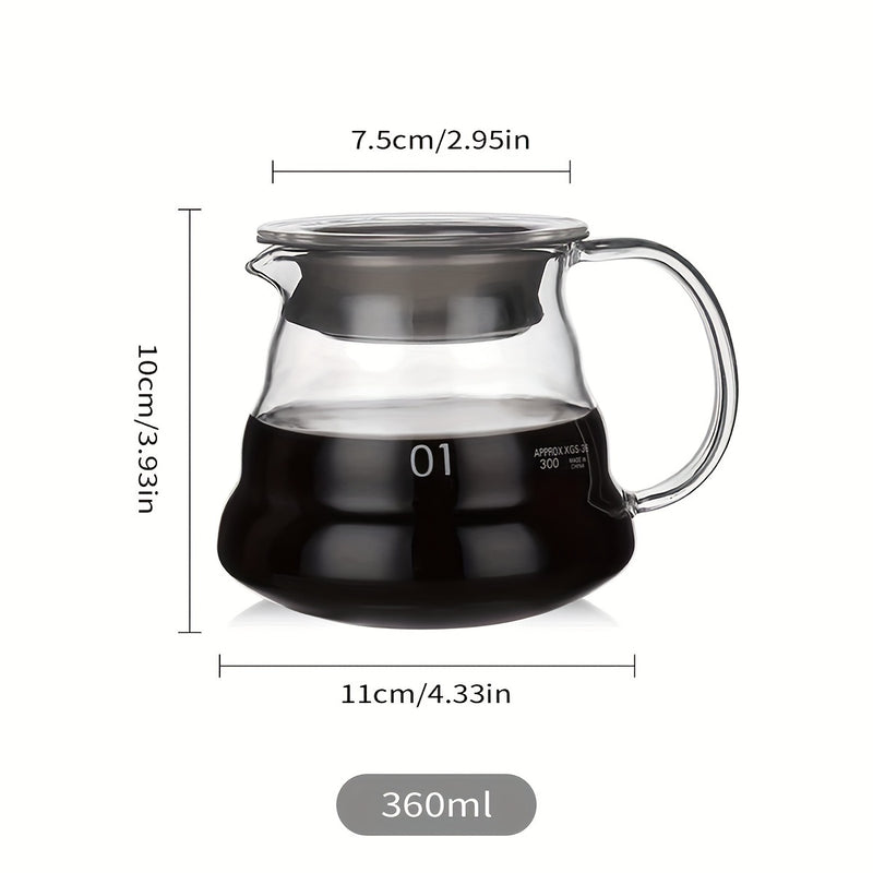 Cafetera de vidrio con capacidad de 360ml/600ml, ideal para uso en cafeterías y hogares.