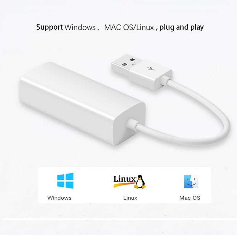 Adaptador USB 2.0 a Ethernet LAN, tarjeta de red de 100 Mbps, conversor ultra rápido USB 2.0 a RJ45 para laptop, compatible con sistemas Windows