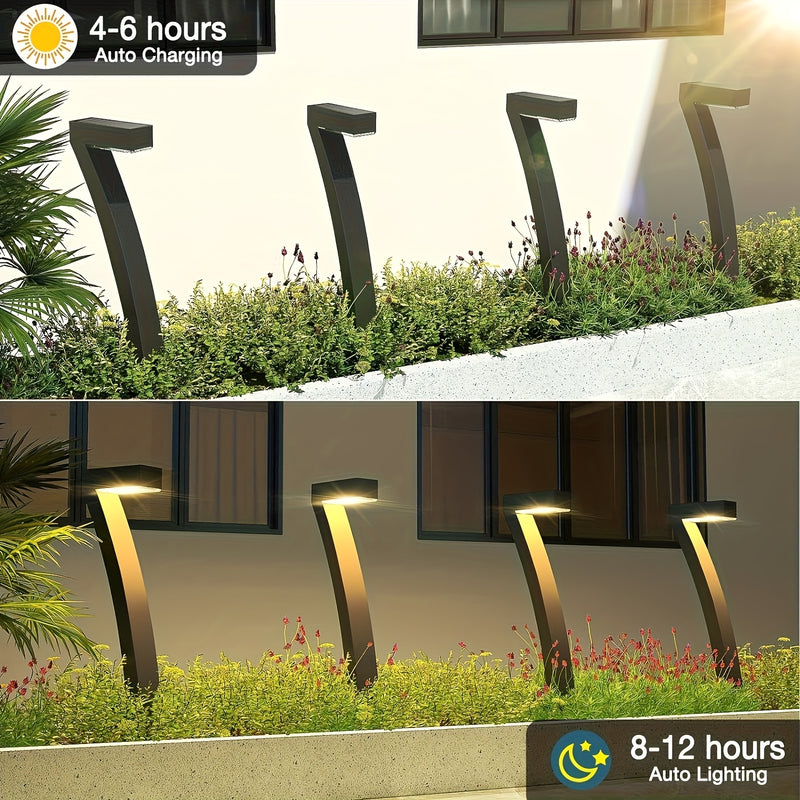Luces Solares Exteriores, 4 Piezas de Iluminación Solar Decorativa Impermeable con Función Automática de Encendido/Apagado y Duración de 12 Horas para Senderos, Patios y Entradas