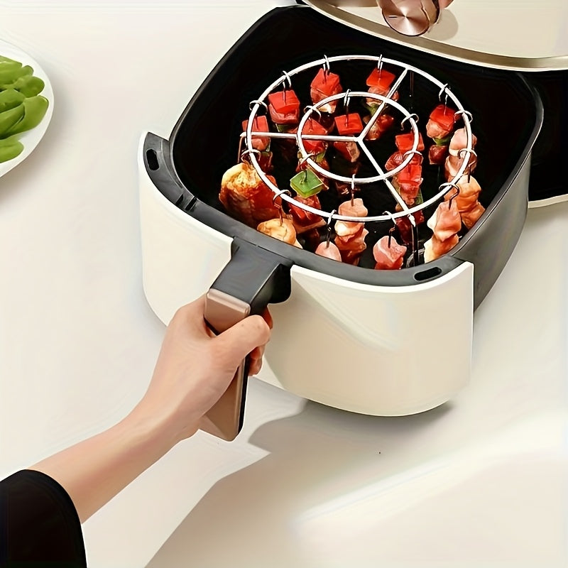 1 Juego de Parrilla para Freidora de Aire con 24 Brochetas, Cesta de Barbacoa de Acero Inoxidable para Carne y Verduras, Rótisserie Multifuncional, Accesorios para Fritura Profunda sin Voltear