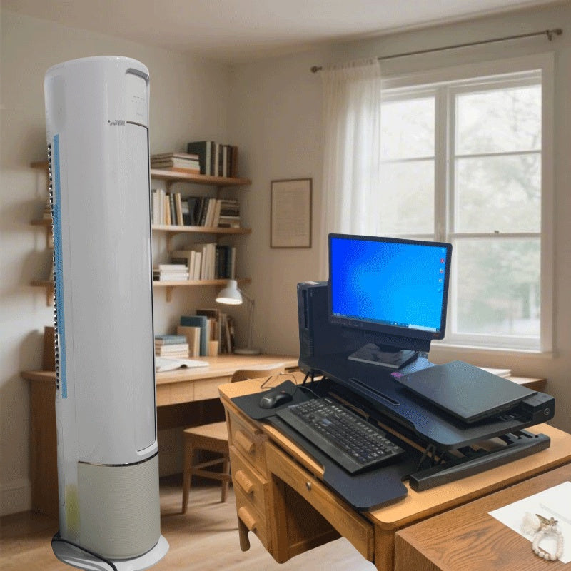 Escritorio Neumático Sin Electricidad con Altura Ajustable y Escritorio Grande de Doble Capa, Mecanismo Ergonómico de Muelles de Gas y Asa Lateral - Escritorio Contemporáneo de Madera Negra y Metal para el Hogar o Espacio de Trabajo, Construcción Duradera