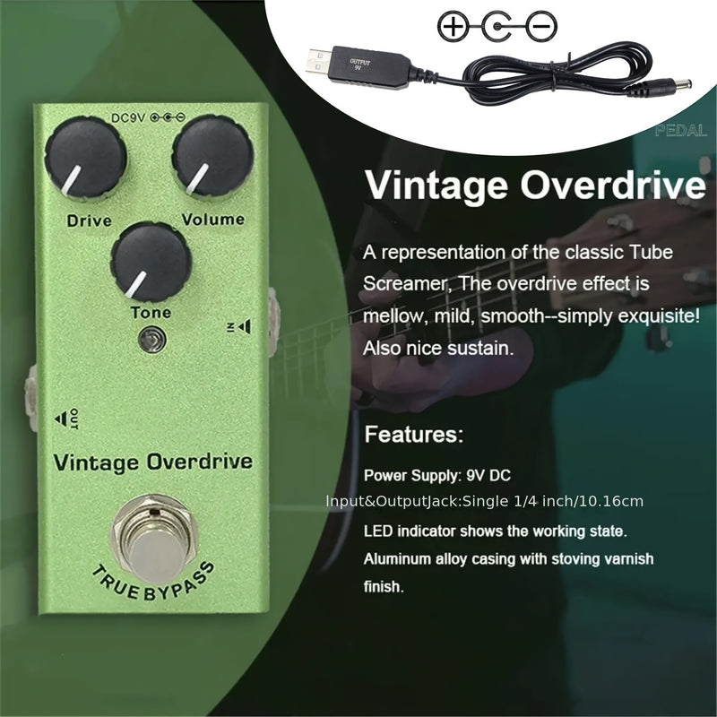Pedal de efectos para guitarra CHENPINGFENG mini, distorsión clásica, delay analógico y digital, alimentación de 9V DC, cuerpo de aluminio, sin necesidad de baterías, para guitarra eléctrica