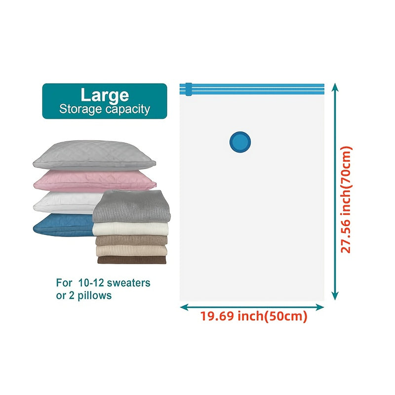 3/9 Conjuntos mejorados con bolsas de almacenamiento al vacío engrosadas, 3 tamaños de bolsas de mano que ahorran espacio para bolsas de almacenamiento de compresión plegables, utilizadas para chaquetas de plumas, edredones y mantas, bolsas de envasado a