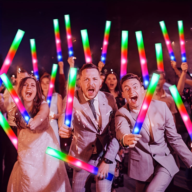 Conjunto de varillas fluorescentes de espuma con 3 modos de luz LED, 49 piezas, 34 cm/13.4 pulgadas, para fiestas en la oscuridad, bodas, cumpleaños, conciertos y Navidad/Halloween