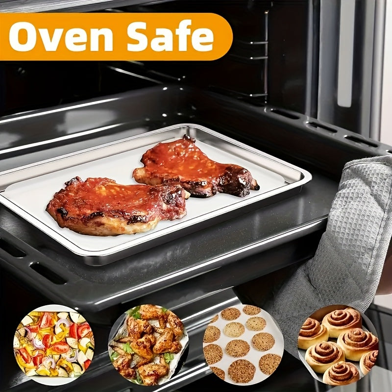 2 piezas de Cesta para Freidora de Aire de Acero Inoxidable, Rejilla Refrescadora 32.51cm x 24.38cm, Placa Metálica para Parrillada BBQ, Suministros y Accesorios de Cocina