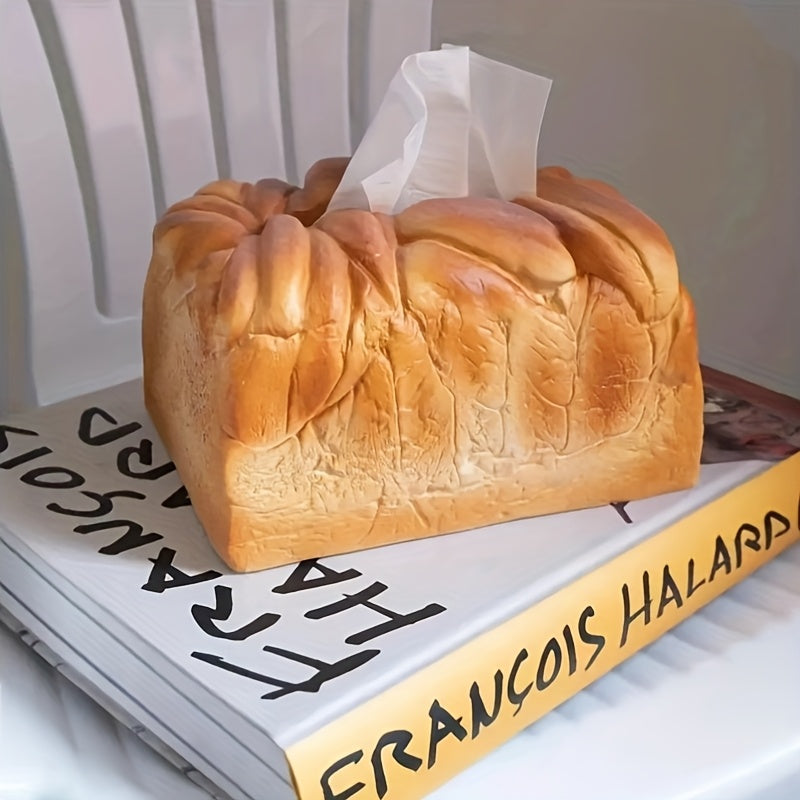 1pc Caja de Pañuelos con Forma de Pan - Diseño Artesanal Realista, Portapañuelos Circular de Plástico Duradero para Cocina y Sala de Estar Decorativa - Accesorio de Almacenamiento Detallado con Textura de Corteza