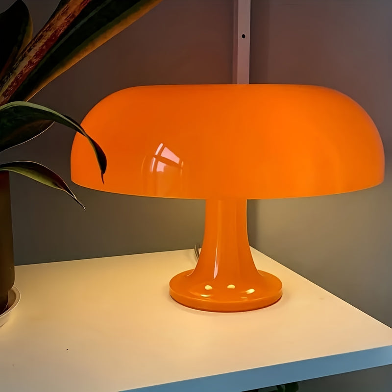 Lámpara de mesa LED moderna con diseño de hongo, 1 unidad - Alimentación por USB, luz naranja brillante, diseño elegante en plástico para decoración de dormitorio, sala de estar y hotel, lámpara de hongo