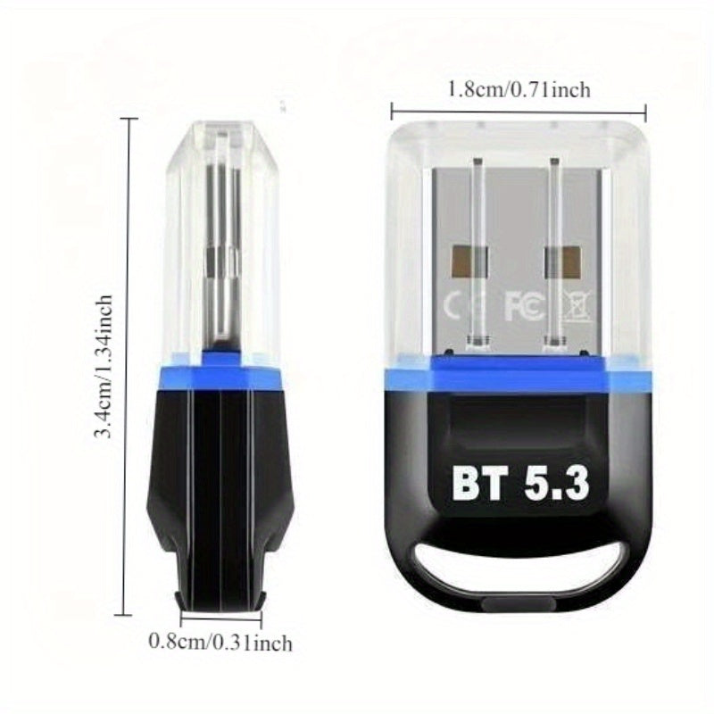 Adaptador inalámbrico 5, 3 para PC, receptor USB para computadoras/auriculares/teclados/ratones/altavoces y muchos otros dispositivos, fácil sincronización, conexión estable.