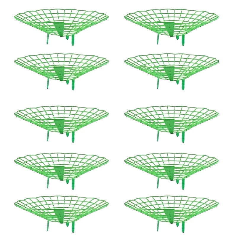 Pack de 10 Soportes para Plantas de Fresa Resistentes con Jaula de 3 Patas - Diseño en Forma de Abanico, Verde para Jardín y Balcón - Montaje Fácil, Ahorro de Espacio, Drenaje Saludable y Producción de Frutos - Ideal para Huertos Caseros y Granjas Comerc