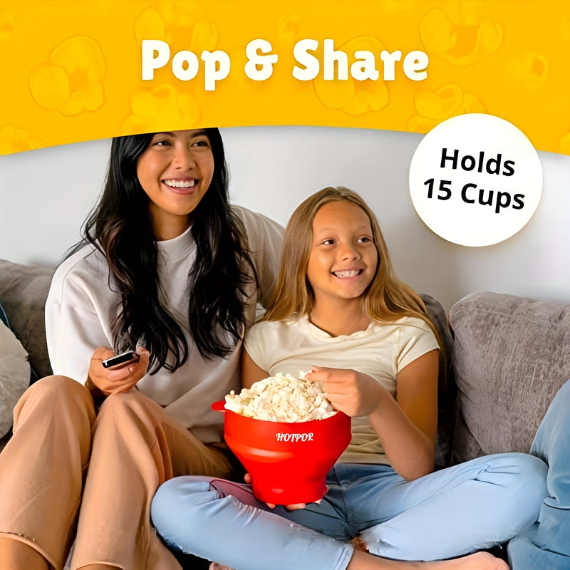 1 ud. Hacedor de Palomitas de Maíz para Microondas HOTPOP - Capacidad Grande de 3L, Bol Plegable Sin BPA, Apto para Lavavajillas, Varios Colores, Sin Necesidad de Electricidad para Noches de Cine en Familia y Fiestas, Regalos de Palomitas, Diseño Plegabl