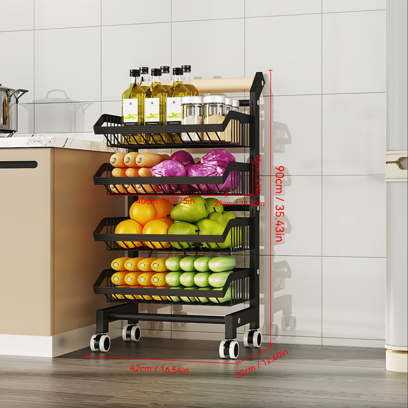 Carro de Acero Inoxidable Resistente con Ruedas Antideslizantes y Freno, Sin Necesidad de Montaje - Diseño Compacto para Cocina, Oficina o Almacén - Ideal para Hogar y Uso Comercial - HEART LEAF, Construcción Robusta, Duradero, Almacenamiento Móvil, Pers