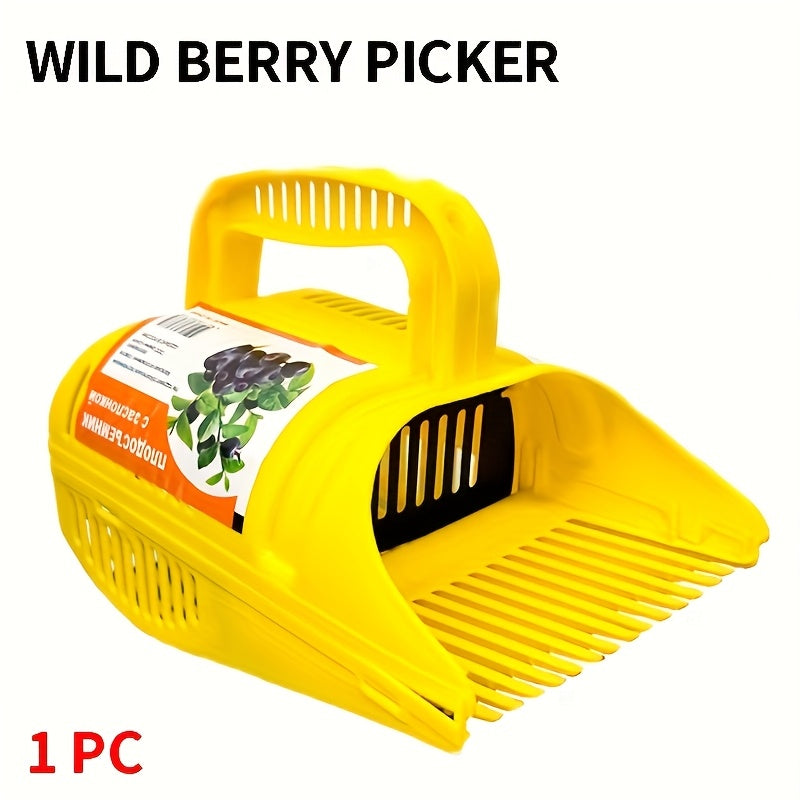 Recogedor de Arándanos Ergonómico - Cosechador de Plástico Amarillo Duradero con Mango Fácil de Agarrar para Arándanos, Fresas y Más - Dispositivo Ligero para Recoger Frutas sin Esfuerzo