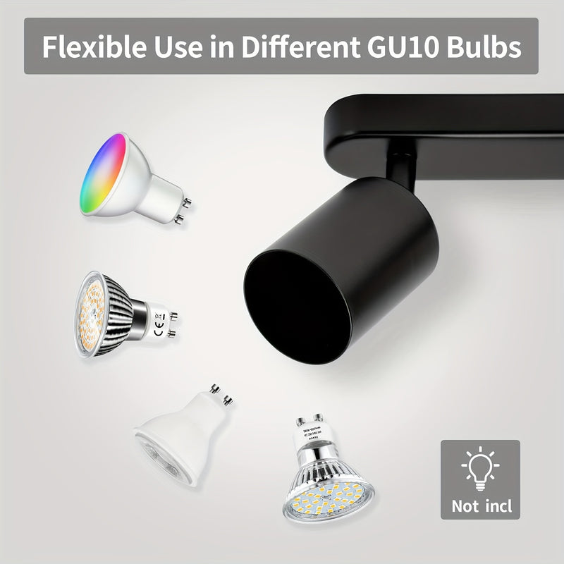 1pc Luz de techo LED con 3 Bombillas, foco giratorio para techo GU10, barra de focos de techo moderna para cocina, dormitorio y sala (Bombilla no incluida)