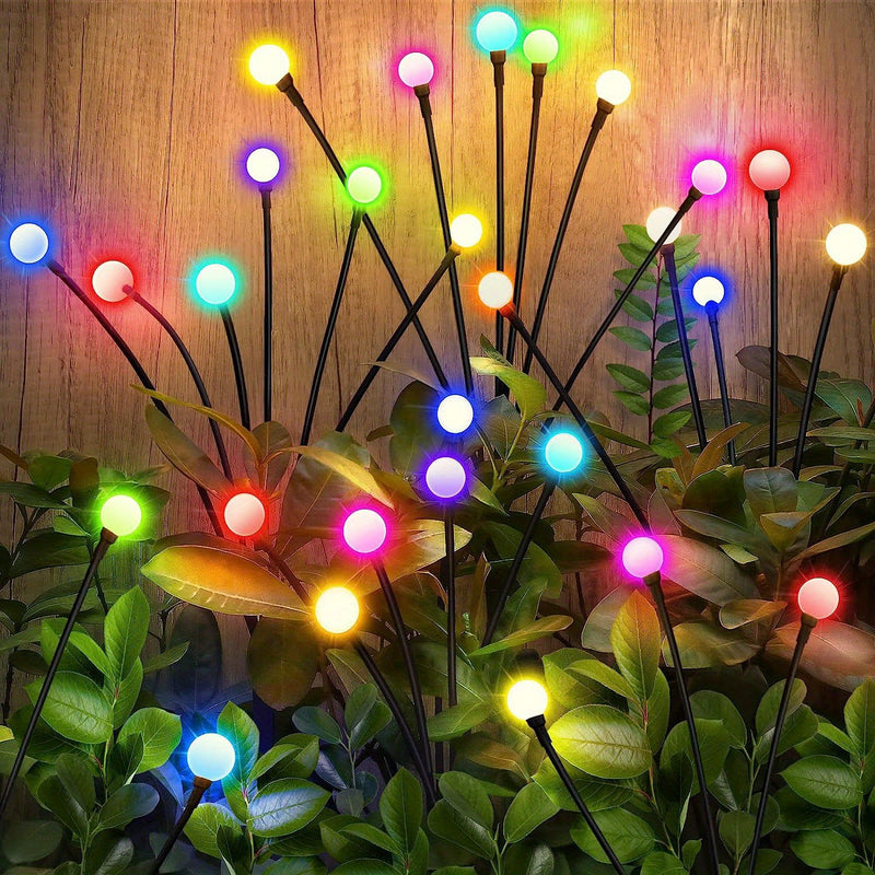 1 pza./2pza.s 8 luces solares, luces de luciérnagas solares, para camino de jardín al aire libre, césped, decoración, para decoración de Halloween Navidad Año Nuevo Ramadán