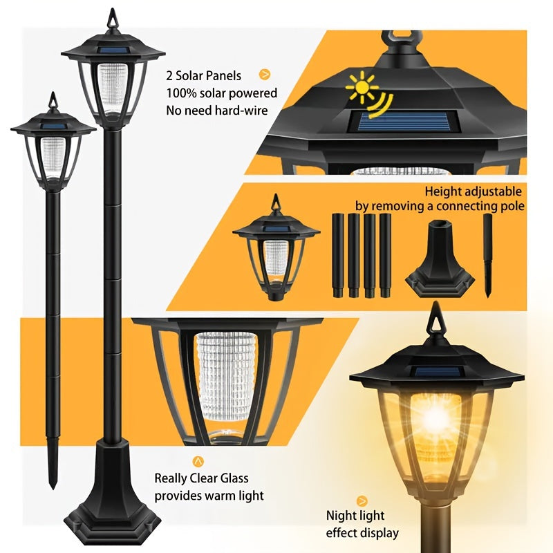 1pc/2pcs Luces de jardín retro solares, Luces de paisaje alimentadas por energía solar, utilizadas para patio, césped, camino de jardín, decoración de atmósfera de hotel, estanque y piscina