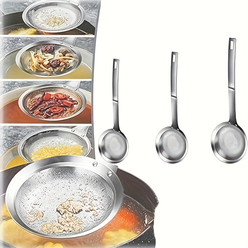 1pc Cuchara Separadora de Aceite de Acero Inoxidable - Colador de Malla Fina para Uso en Cocina y Restaurante, Grado 304 Duradero