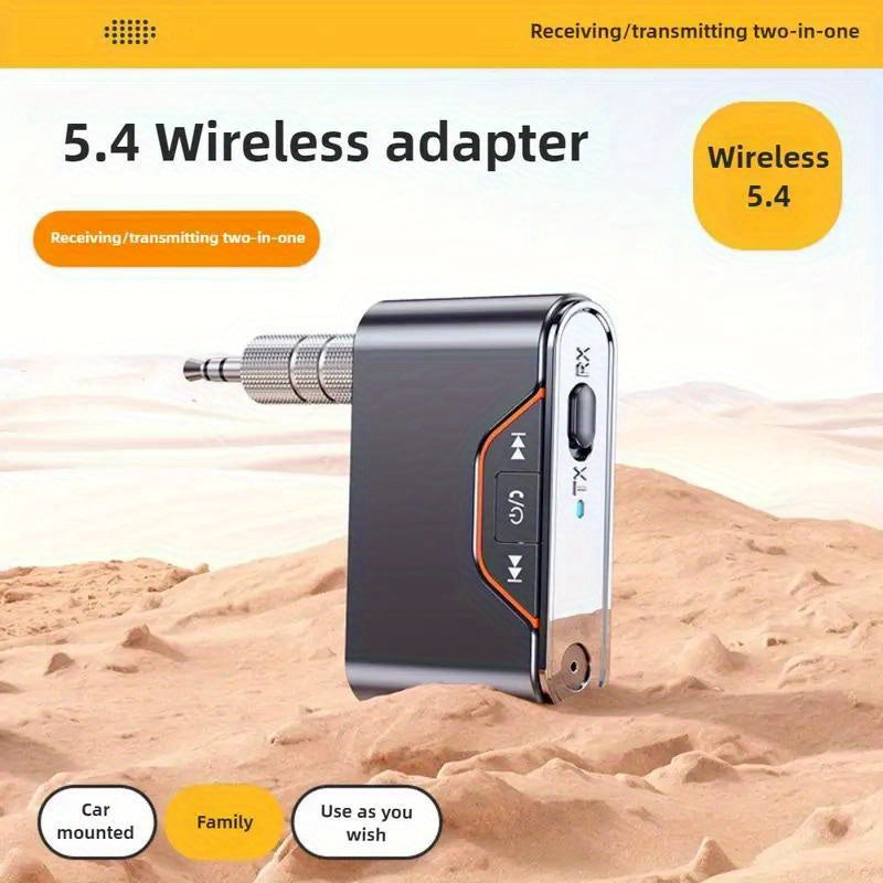 Adaptador sin varillas para Coche 5.4 - Receptor/Transmisor de Audio sin varillas, Entrada USB-C AUX, Reproducción TF/USB, Batería Recargable de Polímero de Litio, Diseño Compacto para Todos los Autos - Mejora el Sistema de Audio de tu Vehículo, Llamadas