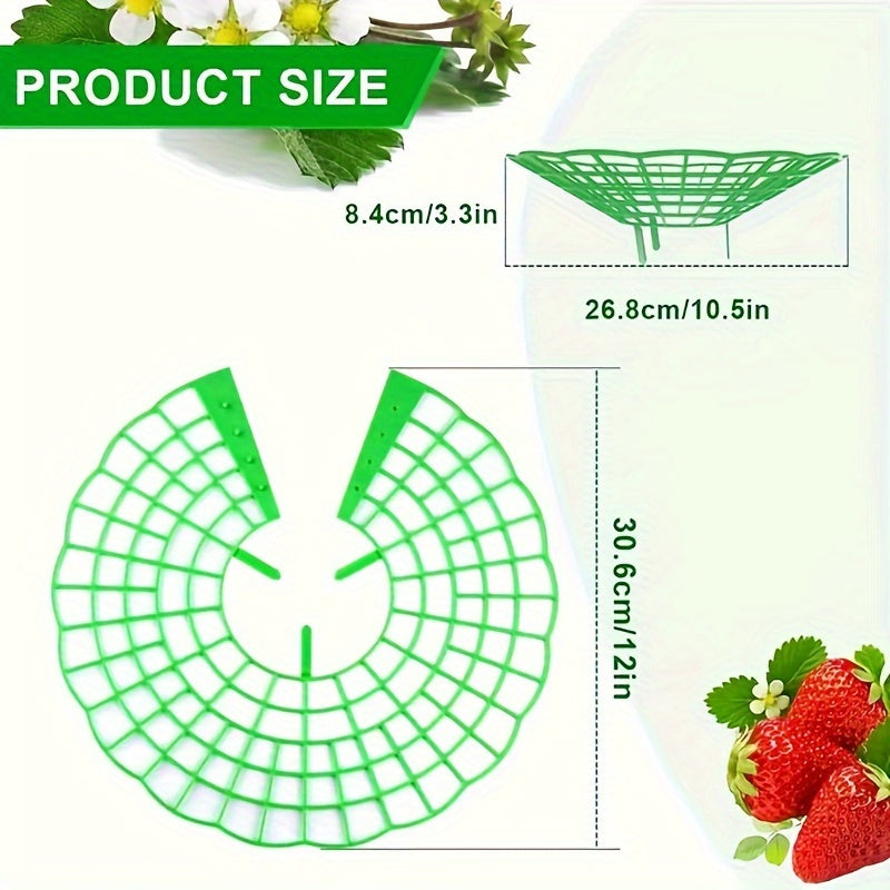 Pack de 10 Soportes para Plantas de Fresa Resistentes con Jaula de 3 Patas - Diseño en Forma de Abanico, Verde para Jardín y Balcón - Montaje Fácil, Ahorro de Espacio, Drenaje Saludable y Producción de Frutos - Ideal para Huertos Caseros y Granjas Comerc