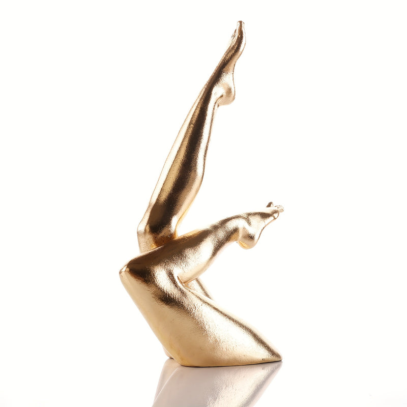 Escultura de Pierna Femenina de Arte Moderno Hecha a Mano - Diseño en Resina Dorada Lisa, Adorno Único para el Hogar para San Valentín, Acción de Gracias y Regalos del Día de la Madre