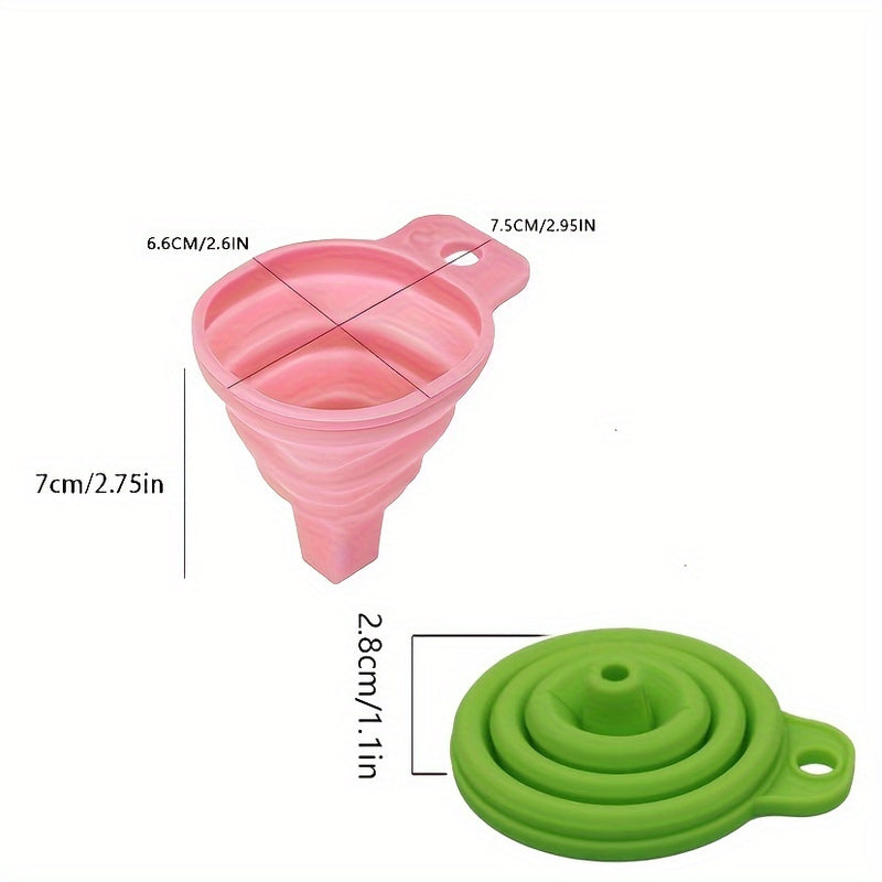 1pc Embudo de Silicona Plegable Divertido, Filtro Portátil Multi-Functional Mini Cocina Extendible, Material de Plástico, con Herramienta de Dosificación de Líquidos para Cereal, Pasta, Arroz, Tamizado de Arena