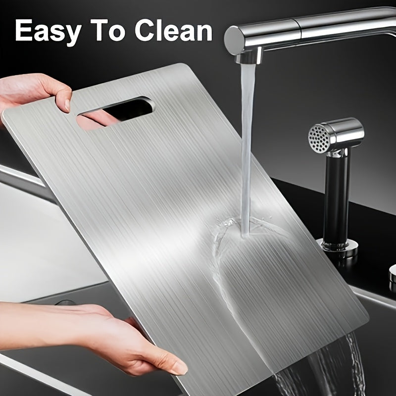 Tabla de Cortar de Acero Inoxidable de Doble Cara de Alta Gama, Fácil de Limpiar y Almacenar, Ideal para Uso en Hogares y Restaurantes