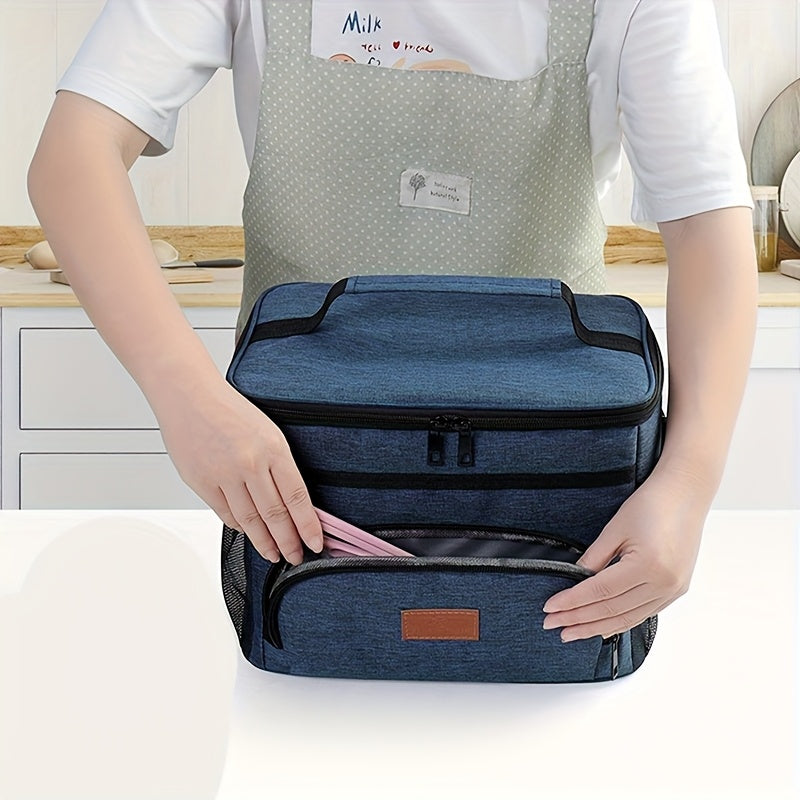 Bolsa de almuerzo aislada de gran capacidad - Caja de refrigeración portátil linda con correa de hombro, recubierta de papel aluminio grueso, ideal para la escuela, la oficina, los viajes y las meriendas al aire libre, almuerzo, regreso a la escuela.