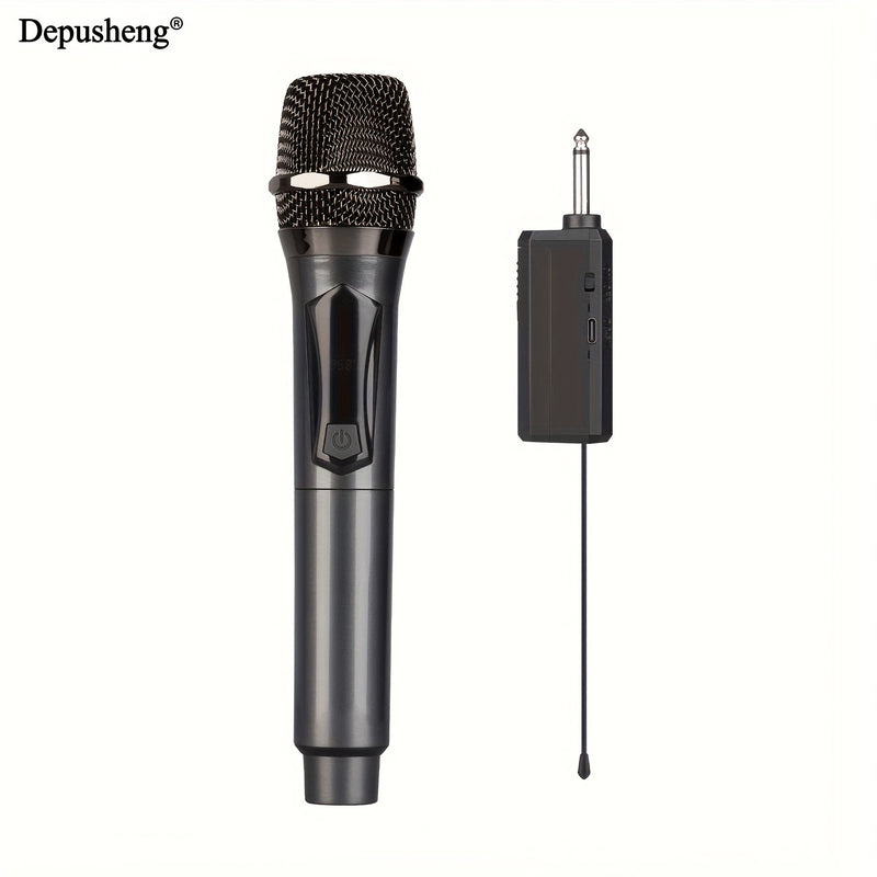 Sistema de micrófono inalámbrico DEPUSHENG, micrófono dinámico de karaoke portátil con receptor recargable, conector de 6,35 mm, unidireccional, carga USB, batería de polímero de 1200mAh, para fiestas, iglesias, reuniones, bodas