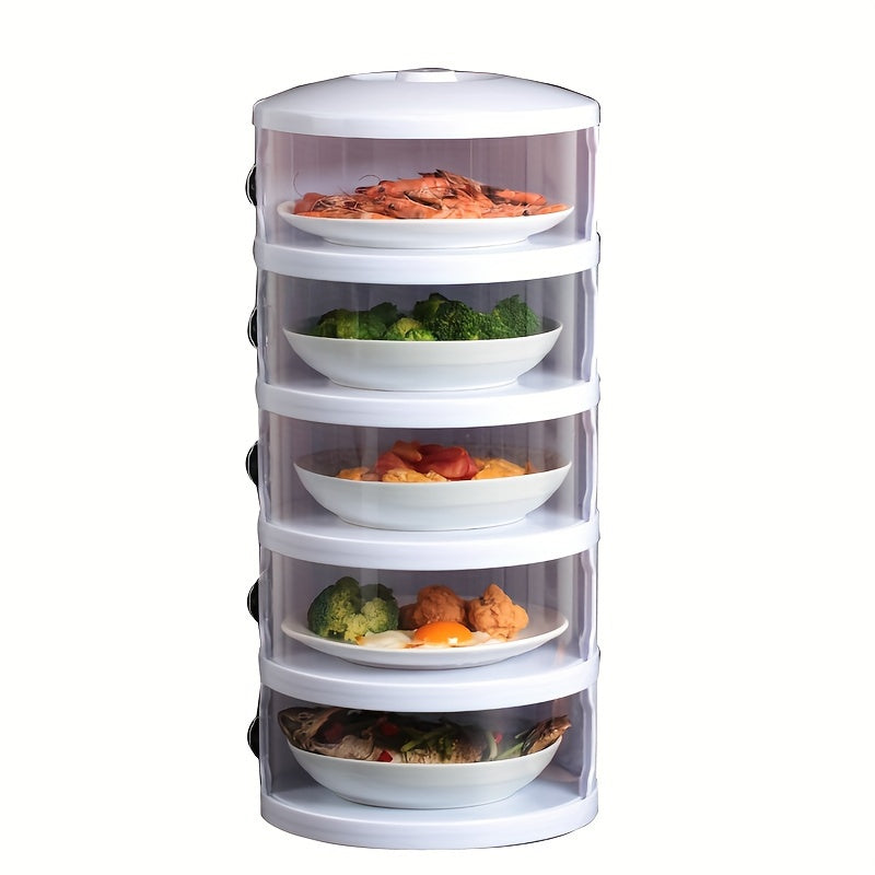 Cubierta de Alimentos de Plástico Transparente Apilable - Multifuncional, a Prueba de Polvo y Conservadora de Frescura para Sobras y Comidas