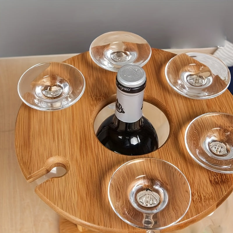 Soporte elegante de vino de madera con copas colgantes y botella - Decoración de hogar estilosa para vino tinto, perfecto para mesas de comedor, decoración de vino