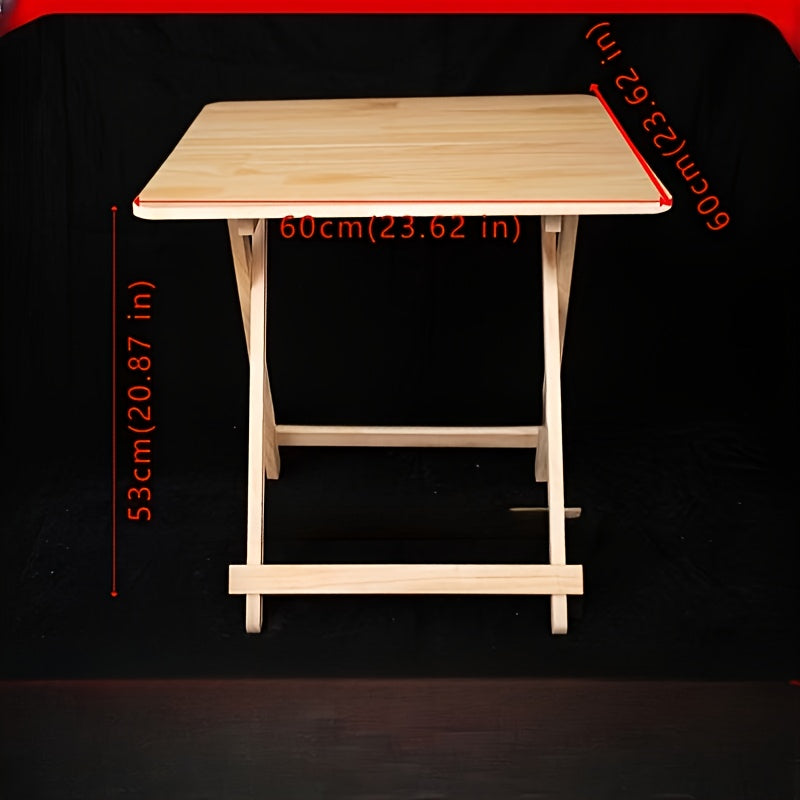 1pc Mesa Plegable Portátil, Madera de Pino Macizo, Escritorio Cuadrado de Madera Dura para Uso en Casa y Oficina, Montaje Fácil, No Necesita Electricidad ni Batería