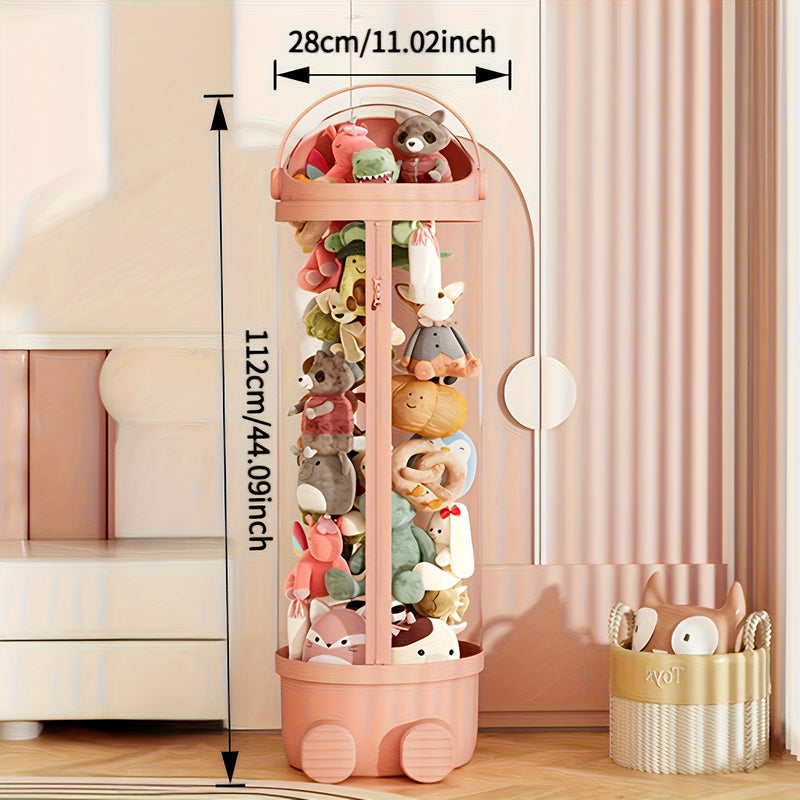 Balde de Almacenamiento Transparente con Temática de Astronauta Blanco y Tapa Abatible - Organizador Multiusos para Muñecas, Juguetes, Hogar & Viaje, Contenedor Portátil de Plástico Duradero 111.76-172.72 cm
