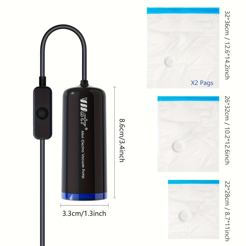 Juego de máquina de vacío con enchufe USB y bolsa de vacío para alta succión, adecuada para la conservación en bolsas de vacío. El vacío físico puede usarse para almacenar materiales de impresión 3D