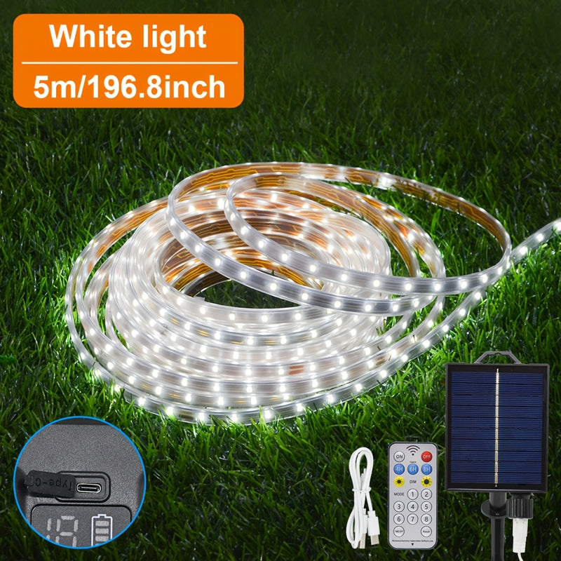 1 pieza de Tiras de Luces Solares LED, Luces de Cuerda para Exteriores con 8 Modos de Iluminación, 320/640 LED, Luces de Cadena Solares para Patio, Jardín, Terraza, Balcón, Decoración de Acción de Gracias, Halloween y Navidad, Ideal para Regalos de Navid