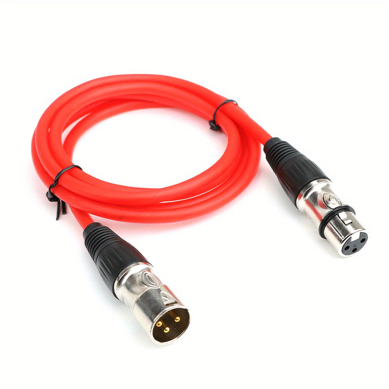 Cable de Audio XLR Premium i-Zclive - Aleación de Zinc con Cierres a Presión, Cable de Micrófono Balanceado de 3 Pines Macho a Hembra, Rojo con Conectores Negros para Estudio, Preamplificadores, Sistemas de Altavoces y Estaciones de Radio