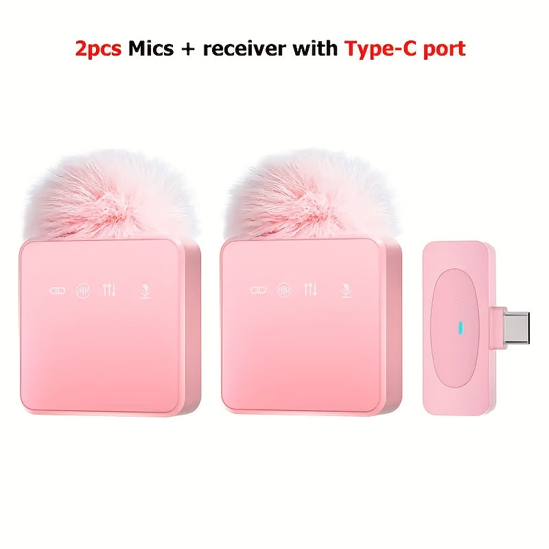 Sistema de micrófono inalámbrico profesional 2.4GHz, con una duración ultra-larga de 14 horas (batería de polímero de litio de 160mAh), DSP de estudio y reducción de ruido ENC, diseño clip-on plug and play, silencio instantáneo y grabación de 1 toque, pu