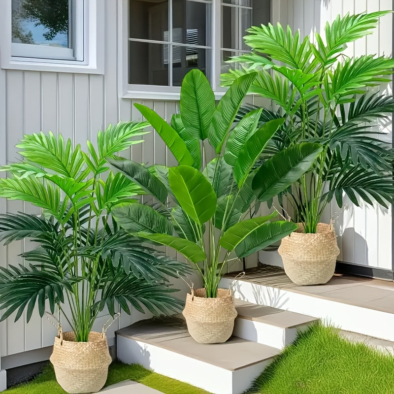3 Árboles de Planta Simulados Verdes Combinables - Resistente a los Rayos UV, 36 Hojas por Juego para Decoración del Hogar y Oficina, Escenas de Compromiso y Boda, Sin Contenedor