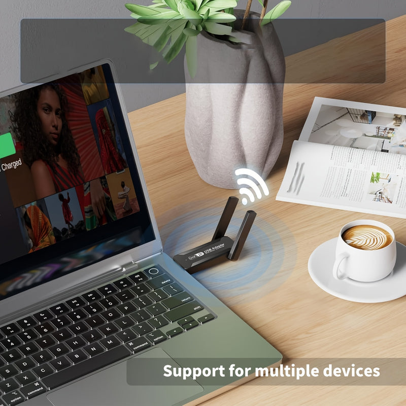 Repetidor Wi-Fi, Amplificador de Señal Extensor, Tarjeta de Red USB 600Mbps con Doble Antena 2.4G, Configuración Rápida en Un Clic, Cobertura Completa y Estabilidad Mejorada para Hogar y Oficina